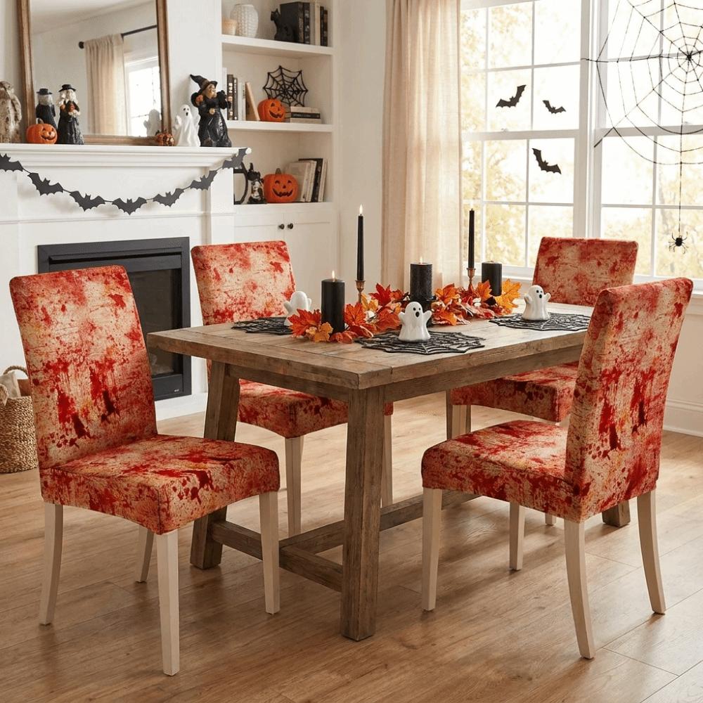 Vintage Halloween Chair Covers Dust-proof Bloody Handprint Chair Cover Halloween Party