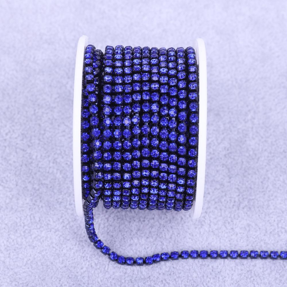 Glass Crystal Rhinestones Chain Sew on Trimming Colorful Rhinestone Chains for Dress Decoration
