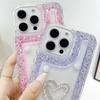 Прозрачный чехол для iPhone 16 в форме сердца со стразами и блестками, Совместим с моделями 11-15