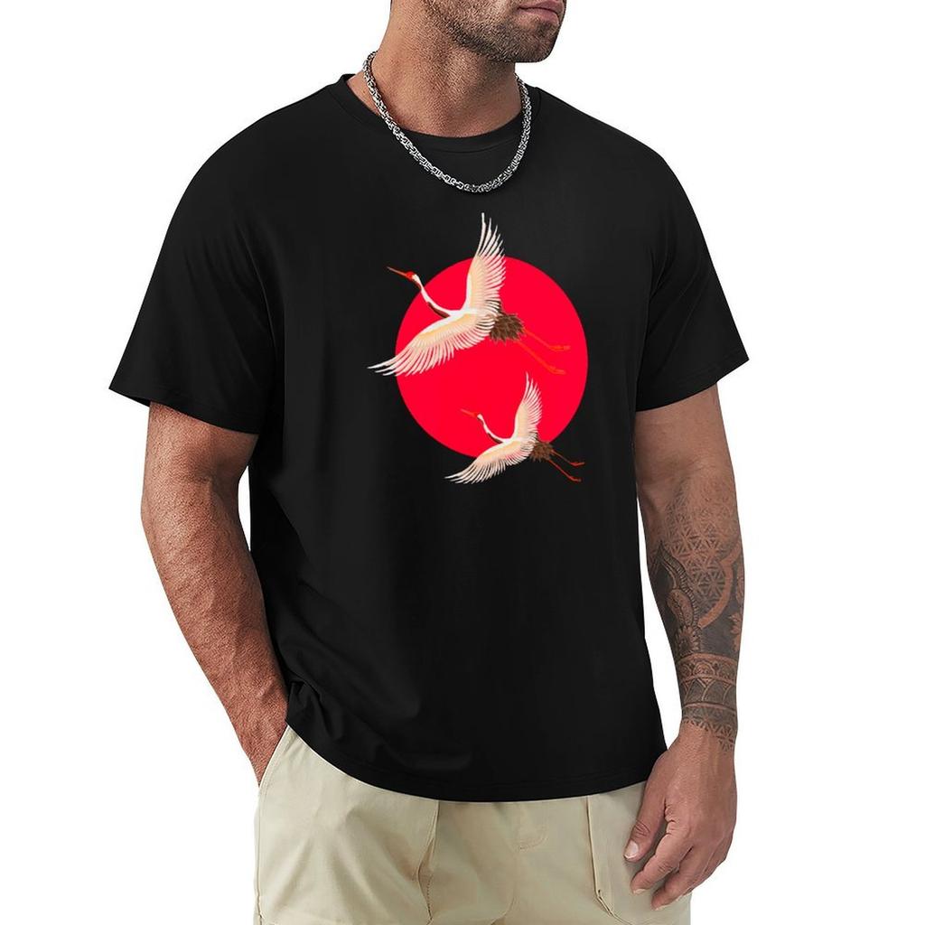 Flying Heron Red Spot Tshirt Lightweight Gym Training Tshirt