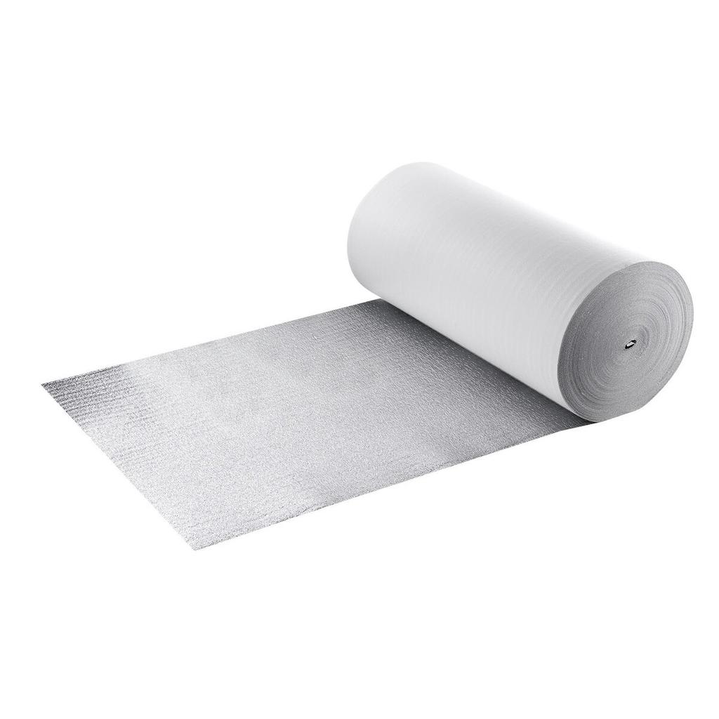 Reflective Insulation Roll, EPE Foam Core Radiant Barrier, 3mm 76.2m x 1.22 m, Aluminum Foil White PE Film Heat Reflective Shield, Thermal Insulation