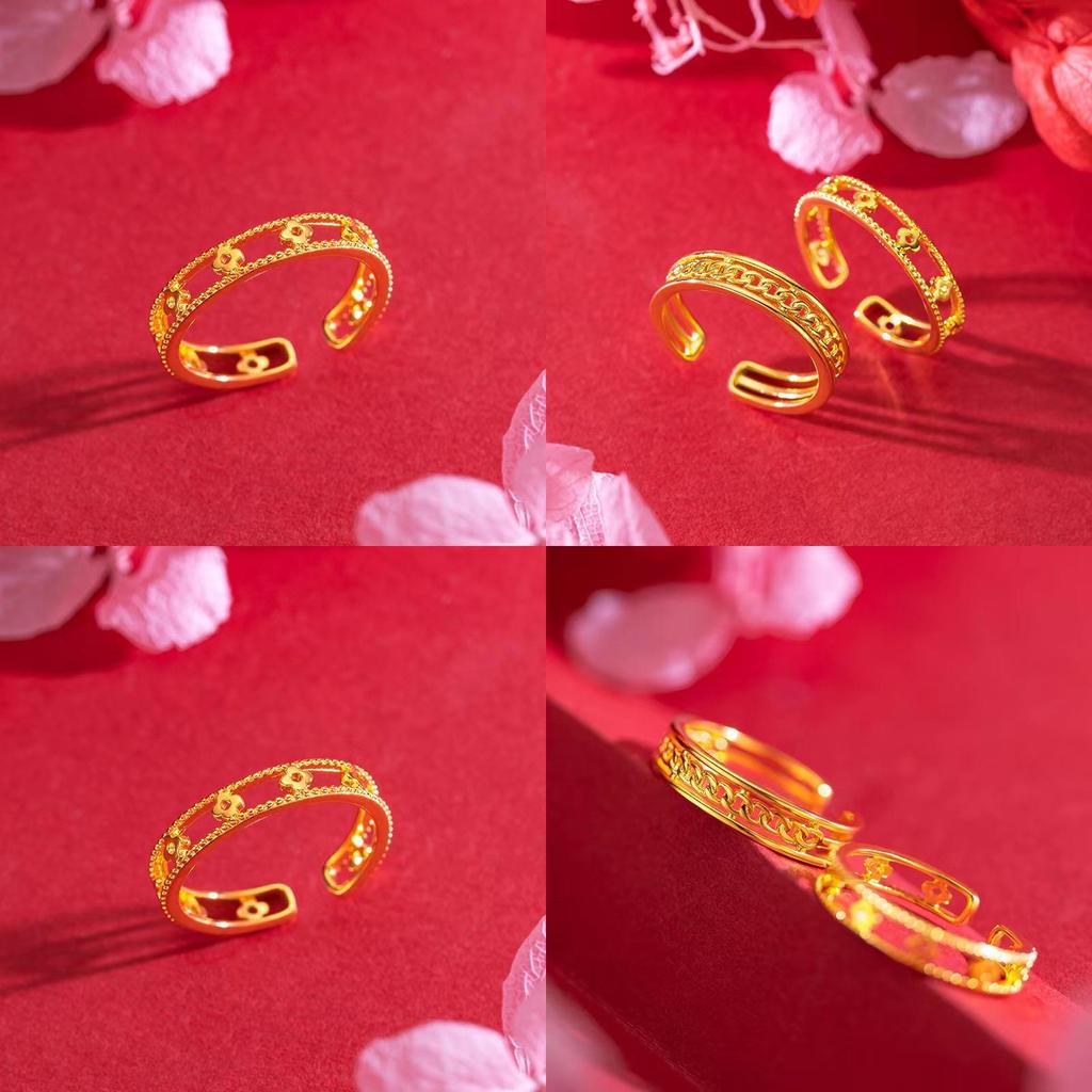 Chic And Unique Adjustable Open Ring With Interlocking Design In Brass Gold Plating For Women