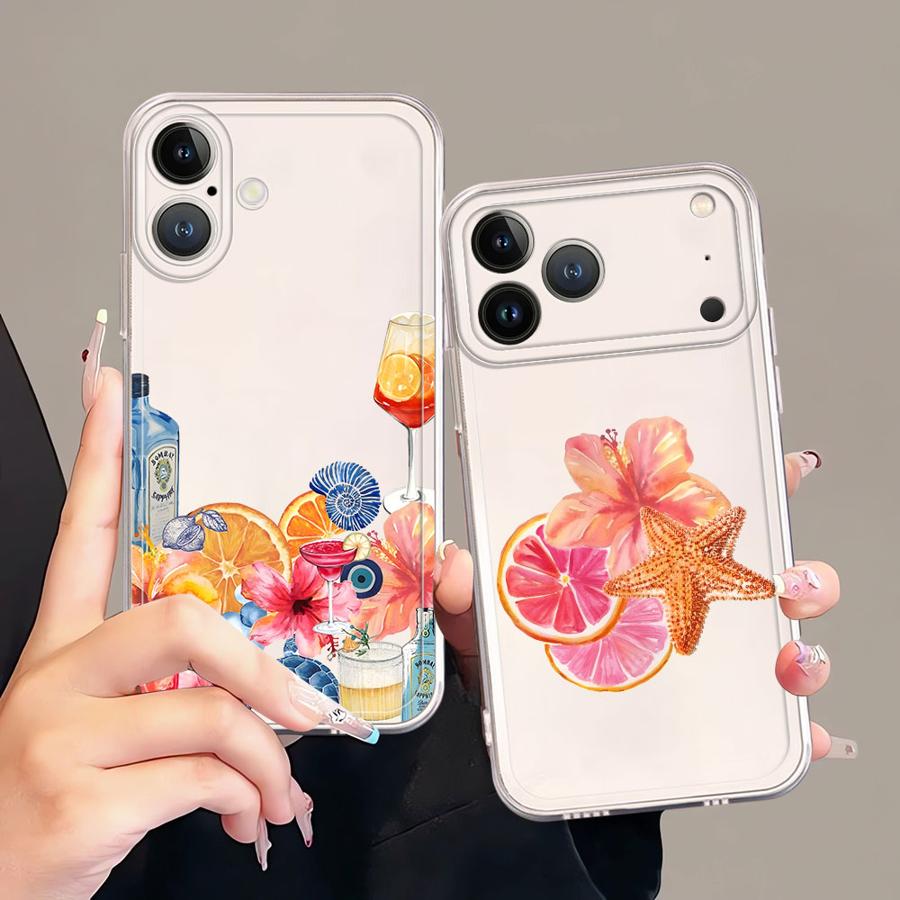 Чехол для телефона с принтом Фрукты Цветы Мягкий для iPhone 17 Pro Max 12 Mini 16 Air 11 XS Max XR 13 Pro 7 8 14 Plus 15