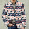 Men's Printed Corduroy Warm Pocket Suit Jacket Cardigan Men's Casual Suit