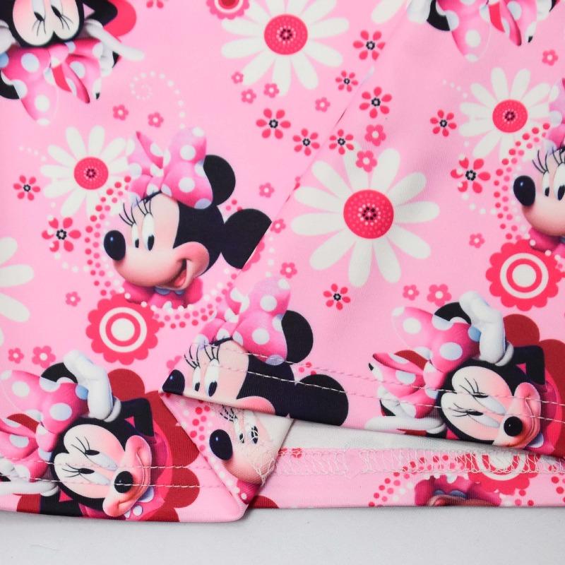 Cute Minnie Mouse Print Girls Sleeveless Dress A-Line Big Pink Bow Flared Skirt Floral Cartoon Kids Princess Sundress for Birthday Party Daily Wear