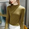 Осенне-зимняя женская нижняя рубашка с полувысоким воротником и длинными рукавами, модная внутренняя тонкая однотонная блузка
