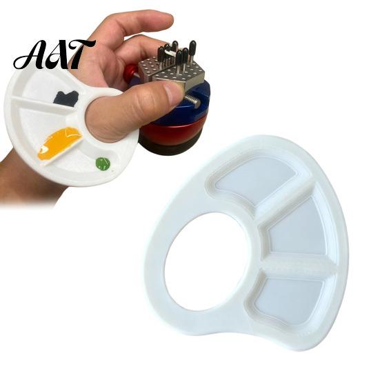 Portable Art Supplies for Painters Mini Paint Palette Tray, with Thumb Hole, Lightweight Durable Watercolor Outdoor Sketching Mixing Painting Palette,