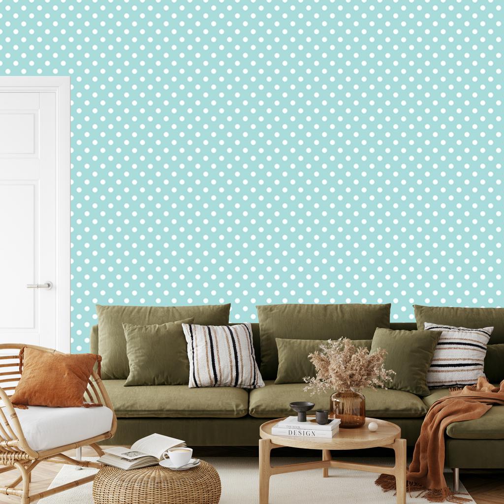 Celadon Dots Wallpaper, Celadon Center for Living Room and Bedroom 50x1000