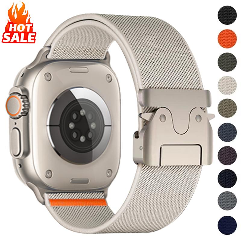 Нейлоновый ремешок для Apple Watch Ultra 2 Band 49 мм 45 мм 41 мм 44 мм 46 мм 42 мм 38 мм 40 мм плетеный эластичный браслет для IWatch Series 10 9 8 7 6 SE