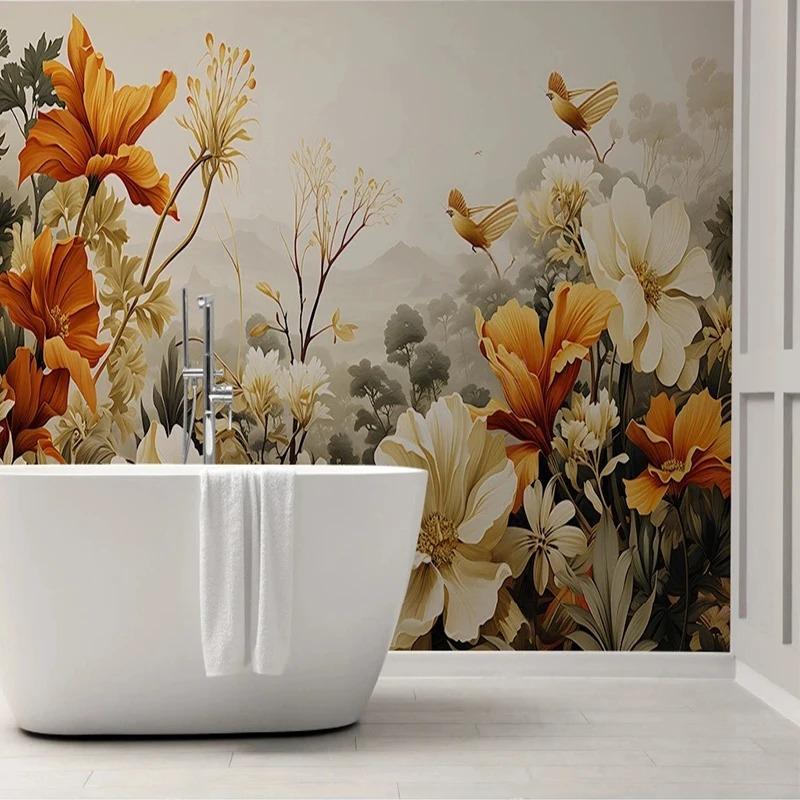 3d ручная роспись тропического леса фреска растение цветок растение пейзаж обои фон комнаты фреска домашний декор