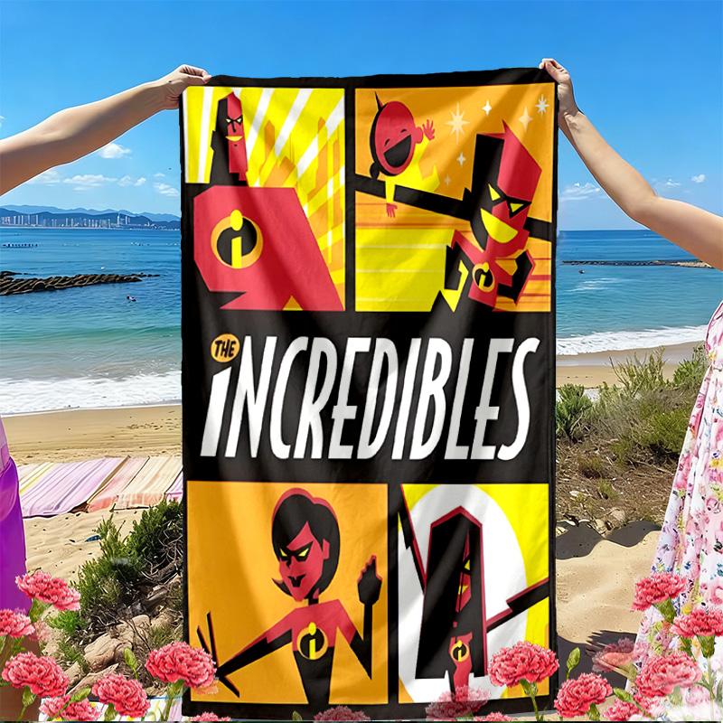 Incredibles Print Beach Towel, Versatile Lightweight Absorbent Beach Towel for Pool Surf Yoga Bathroom, Perfect Birthday Holiday Gift