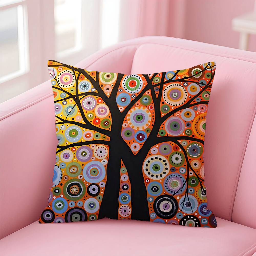 Colored Tree Pillow Case Pattern Printing Pillowcase Living Room Sofa Cushion Cover Bedroom Room Decor