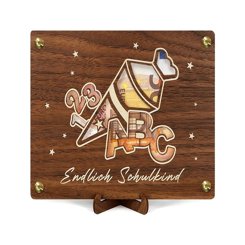 1PC Birthday/Wedding Friend Friendship Gifts Graduation DIY Wooden Photo Frame With Bracket Creative Greeting Card Money Clip