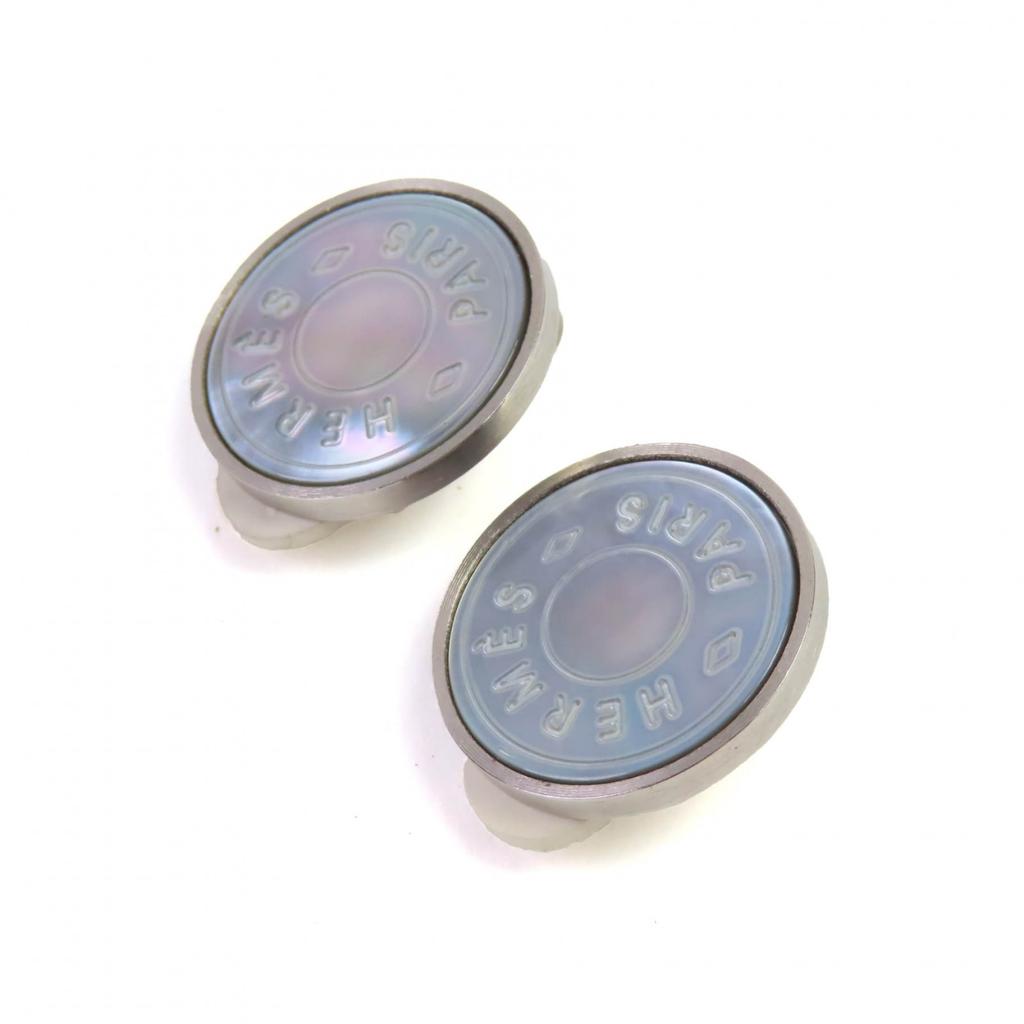 Excellent HERMES Earring Serie Crude Cell Shell Binaural Accessory Silver  Used