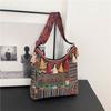 Embroidery Style Tassels Large Shoulder Bags Capacity Single Girl Shoulder Bag