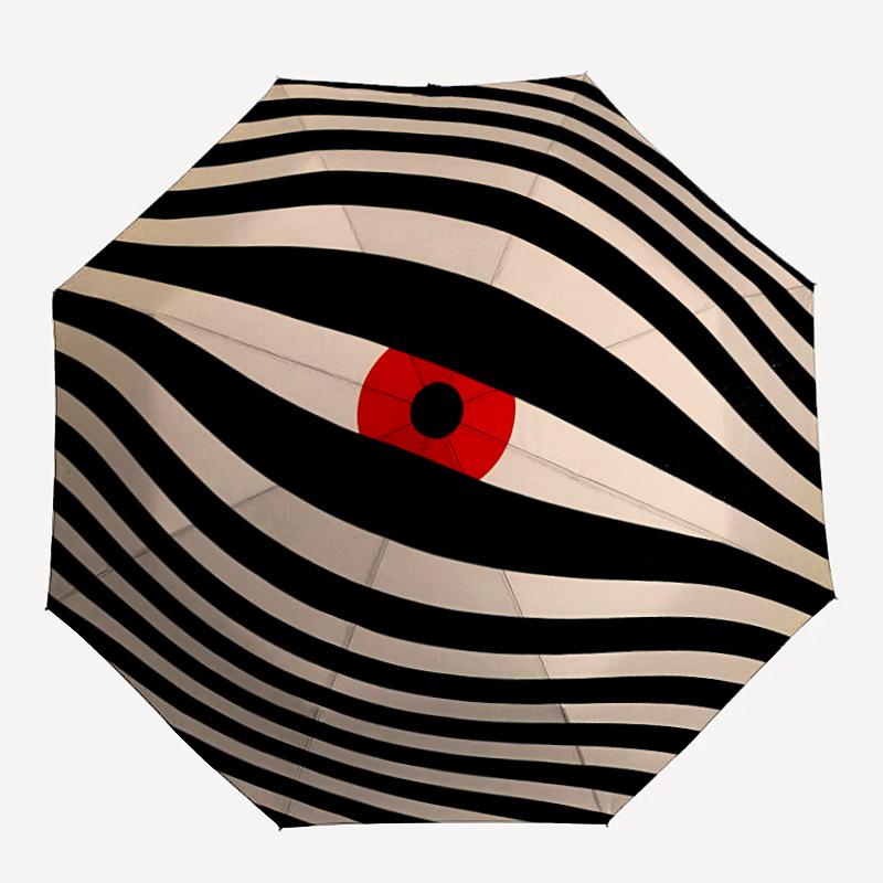 1pc Eye Stripes Automatic Open/Close Umbrella, Portable Folding Umbrella, Compact Travel Umbrella for137