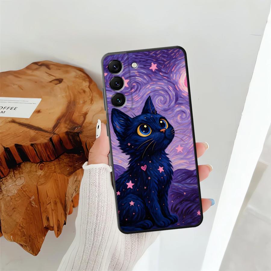Вращающийся Чехол-Бампер Звездное Небо Кошка для Samsung Galaxy A55 A37 A73 A51 A52 A36 A05 A23 A53 A17 A57 A15 A06 A25 A16 A50 A12