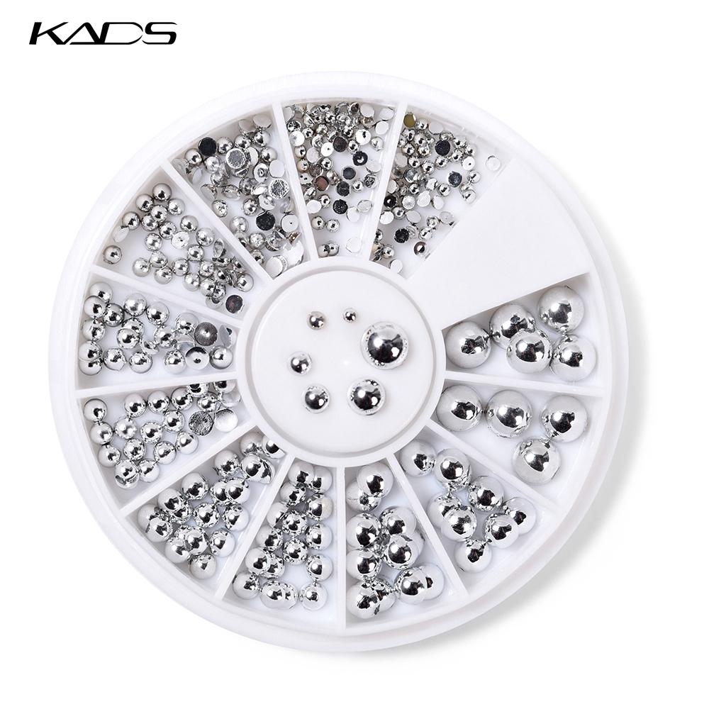 kads Украшение для ногтей с серебряным жемчугом, круглые украшения с плоским дном, полукруг, стразы для дизайна ногтей, стразы для ногтей