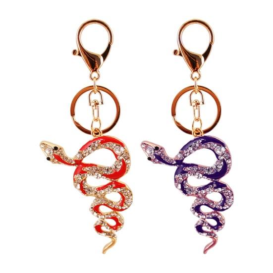 Keychain Shiny Rhinestones Snake Shape Key Ring Decorative Car Key Holder Bag Handbag Charm