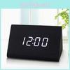 Sleek Wooden Voice Control Led Display Alarm Digital Triangular Desk Clock Thermometer