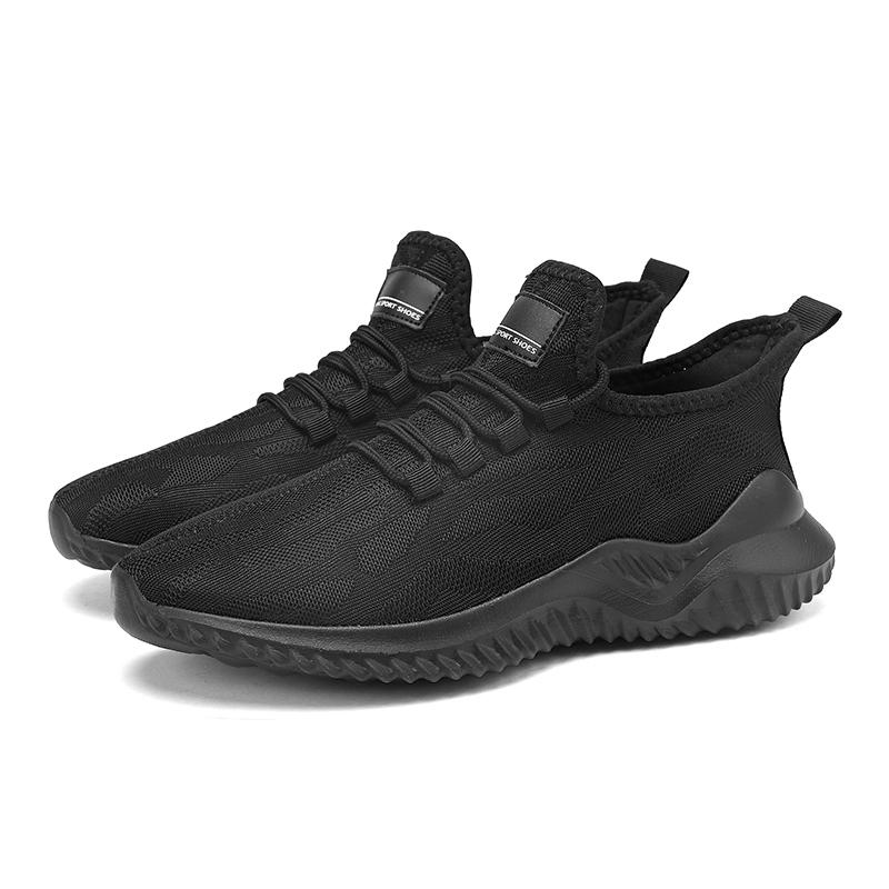 YRZL Men's Mesh Casual Shoes Breathable High Quality Sneakers Trendy Lace-Up Lightweight Black Big Size Walking Man Tenis Shoe