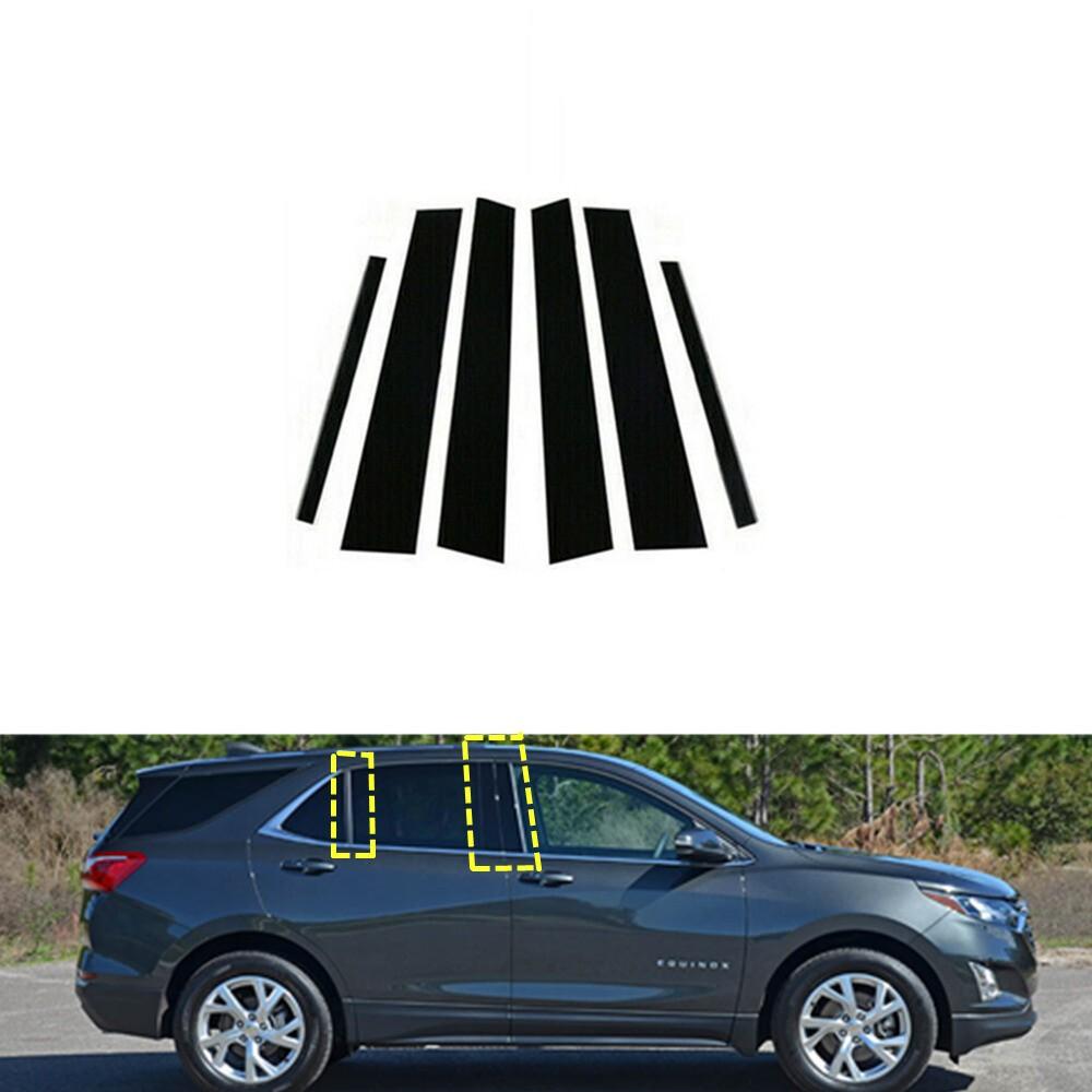 For Chevrolet Equinox 2018-23 Piano Black PC Pillar Posts Set Door Cover Trim 6x