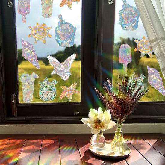 2 Sheets Flowers Window Clings to Prevent Bird Strikes Anti-Collision Static