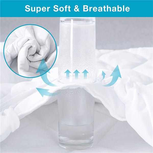 Waterproof Quilted Fitted Sheet Washable Bed Cover Queen Breathable Bedcloth Bedspread Bed Protector Pad (No Piollowcase)