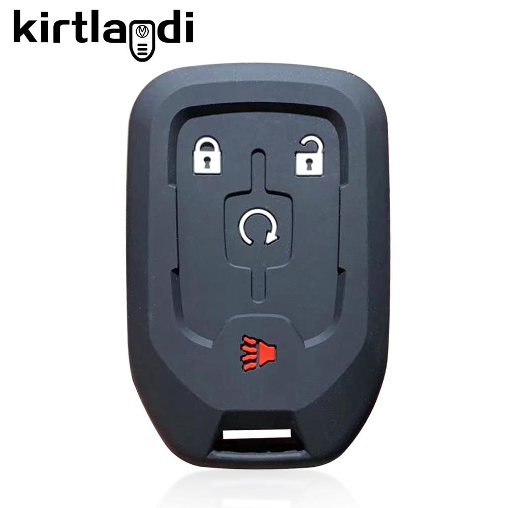 Silicone Car Key Cover Case for GMC Yukon XL Sierra Terrain Acadia for Chevrolet Tahoe 2015-2020 Remote Keyless Holder Keychain