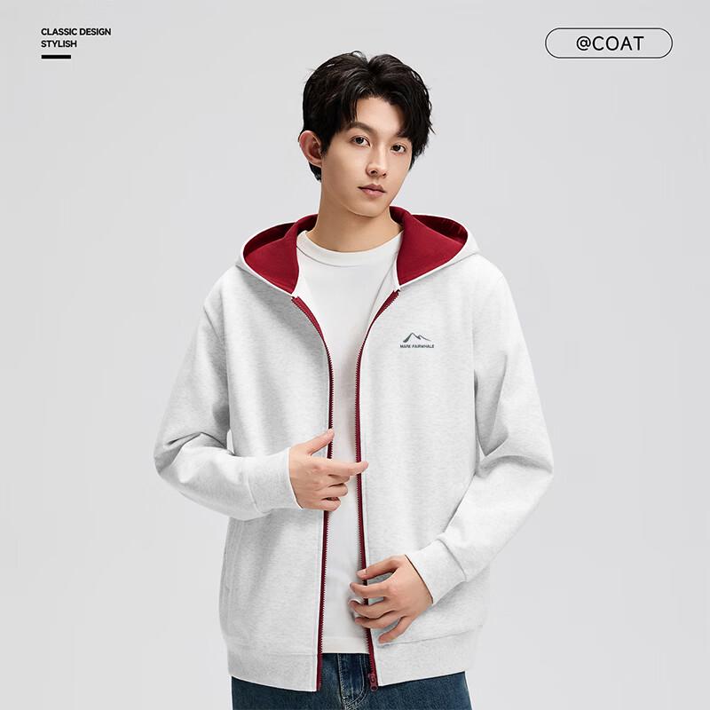 Mark Fairwhale Men's Heavyweight Relaxed Fit Colorblock Zipper Hooded Sweatshirt