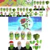 Маска Гринча на пол-лица с зелеными волосами и причудливым дизайном для рождественских празднований