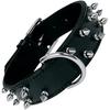 Collar - GLORIA - Fur Collar - Black Leather - 2 Rows of Spikes - Adjustable