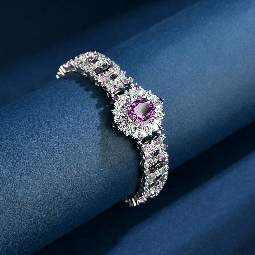 WUIHA Vintage 925 Sterling Silver 8 * 10 MM Sapphire High Carbon Diamonds Gemstone Wedding Engament Bracelet Bangle Fine Jewelry