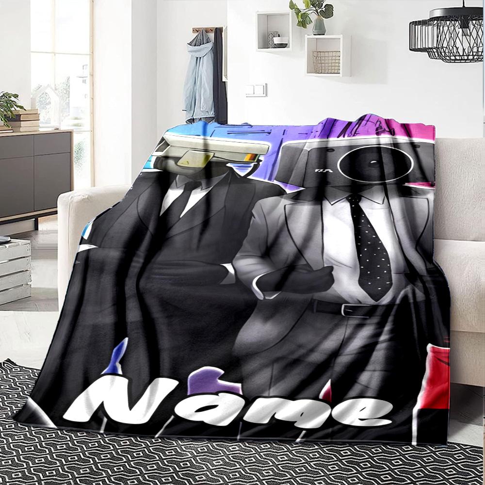 Customiz Name Personality Skibidi Toilet Blanket Soft &Warm Sofa Office Bed Travel Lunch Break Blanket, Gift Suitable All Seasons