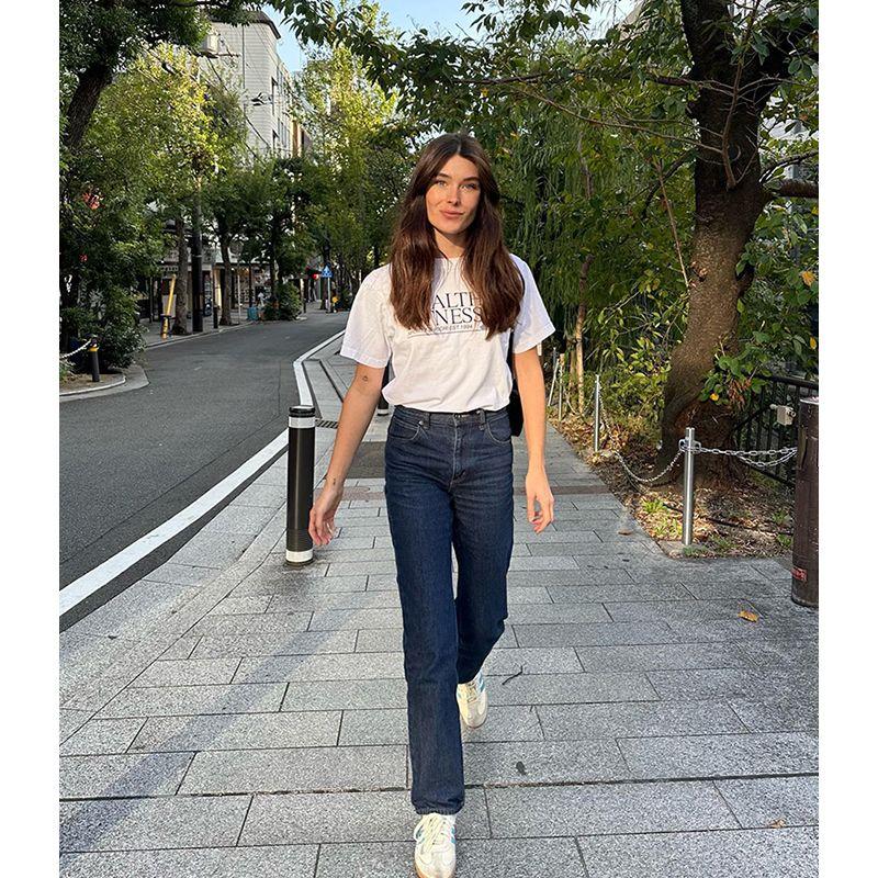 Health Fitness Niche Style American Retro Sports Style Running Fitness Girl Pure Cotton Short Sleeve T-shirt