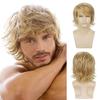 Synthetic Men Curly Wig Short Brown Black Blond Gray Hair With Bangs Natural Fluffy Hairstyle Cosplay Daily Use Heat Resistant Fiber Wigs