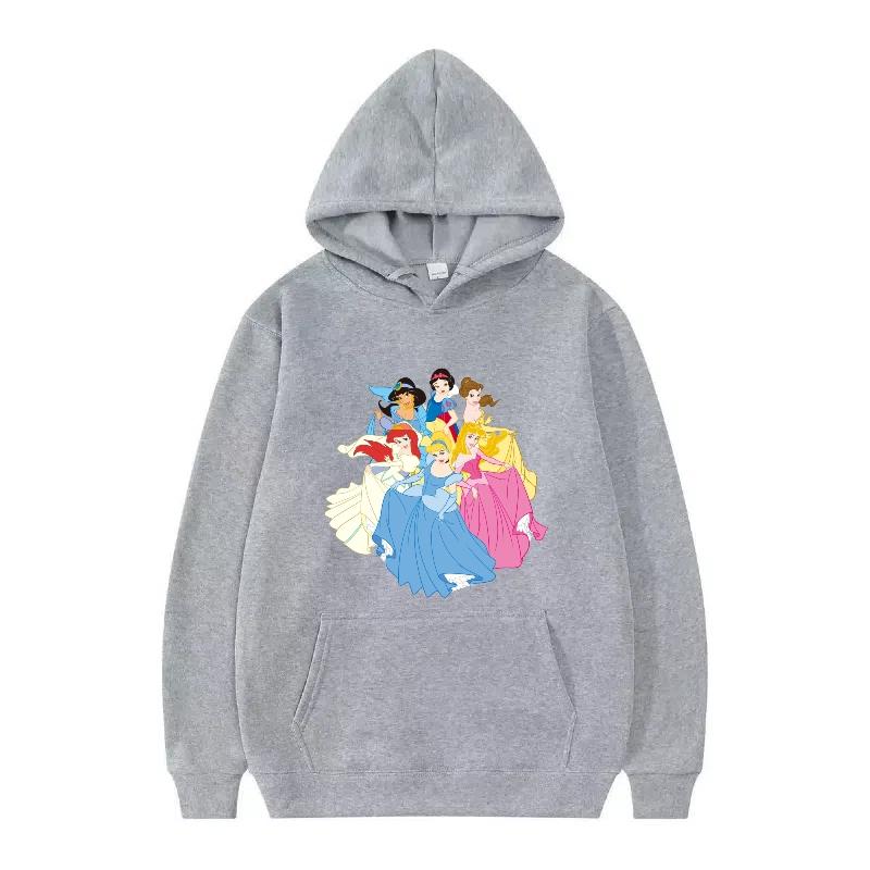 Disney Princess Pattern Woman Fashion Sporty Loose Black Spring Tops Clothes Pullovers Ladies Cheap Y2k Hoodies Men Sweatshirts