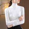 Turtleneck Bottoming Shirt Women's Autumn and Winter New Fashion Solid Color Long-sleeved T-shirt with Fleece Warm Inner Waist Top