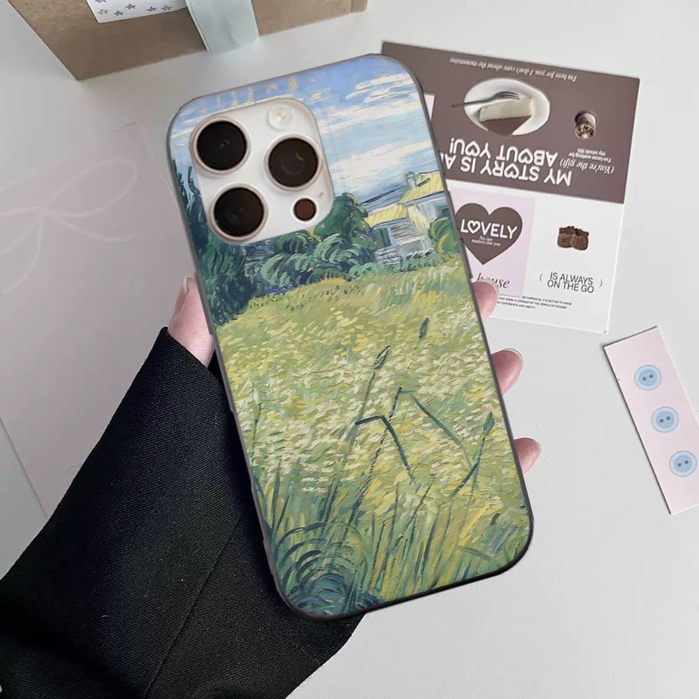Чехол для телефона с картиной Ван Гога маслом Для IPhone 16 15 17 Pro 11 12 13 14 Pro Max Plus Мягкий Силиконовый Чехол-Ракушка с Волнистым Рисунком