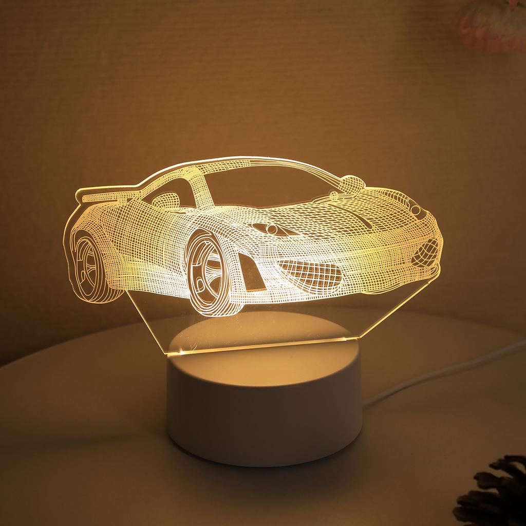 3D монохромный теплый свет спортивный автомобиль акриловый маленький ночник домашний декор ночник подходит для спален, кабинетов