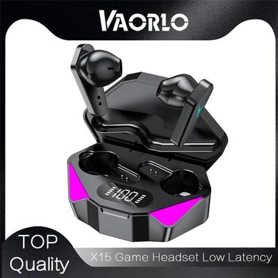 VAORLO X15 игровые наушники, беспроводная Bluetooth-гарнитура, цифровой дисплей с низкой задержкой, Hi-Fi стерео музыкальные наушники для всех смартфонов