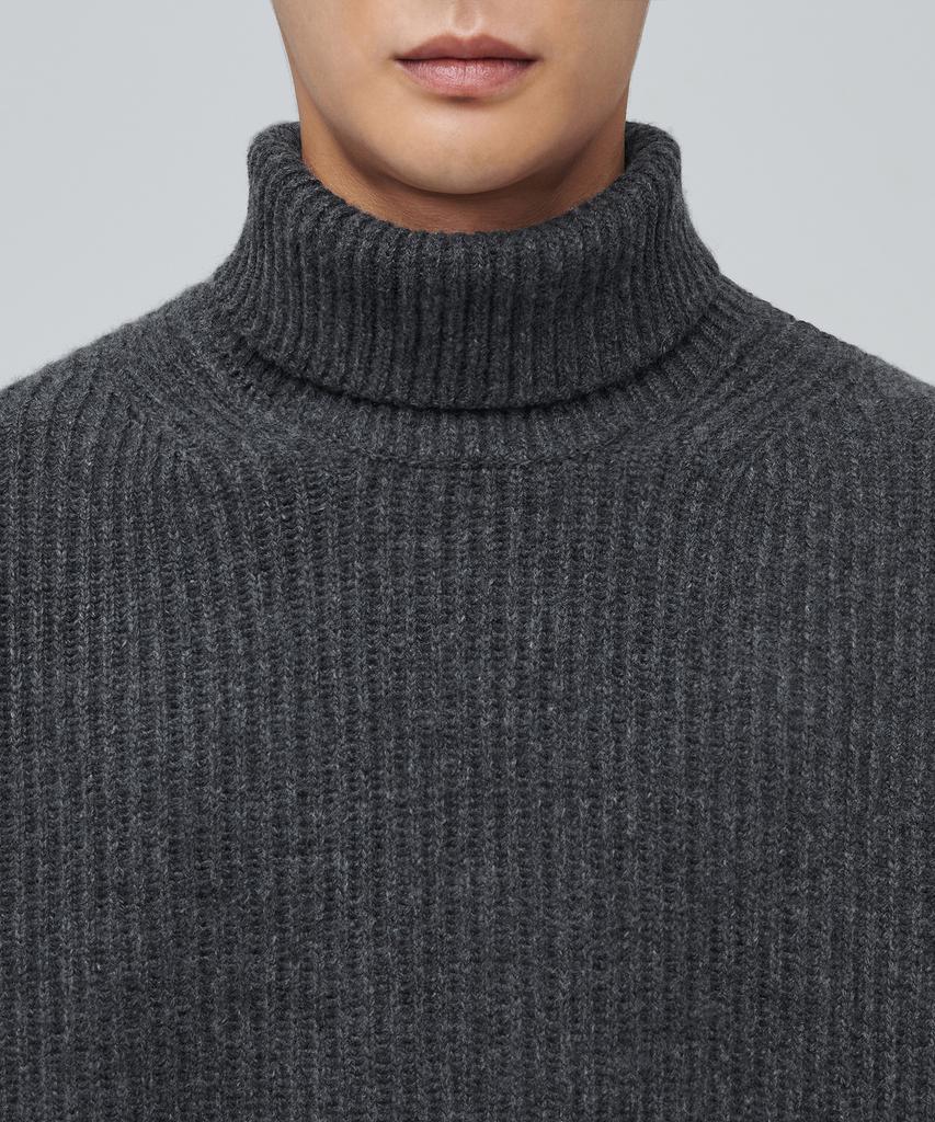 MUSINSA STANDARD Lambswool Ribbed Turtleneck Knit [Medium Grey]