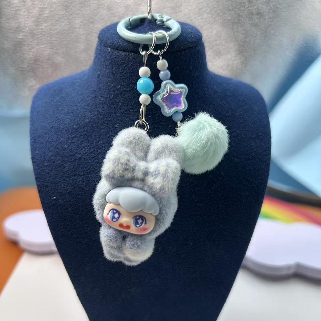 Мультяшная флокированная кукла, брелок-подвеска, милая кукла, DIY аксессуары, подвеска для украшения мобильного телефона