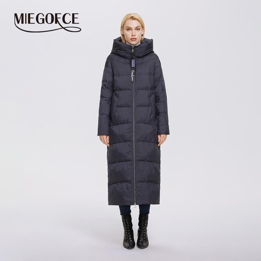 MIEGOFCE Зимняя женская верхняя одежда, парка, супер длинное теплое и ветрозащитное хлопковое пальто на молнии, зимние куртки