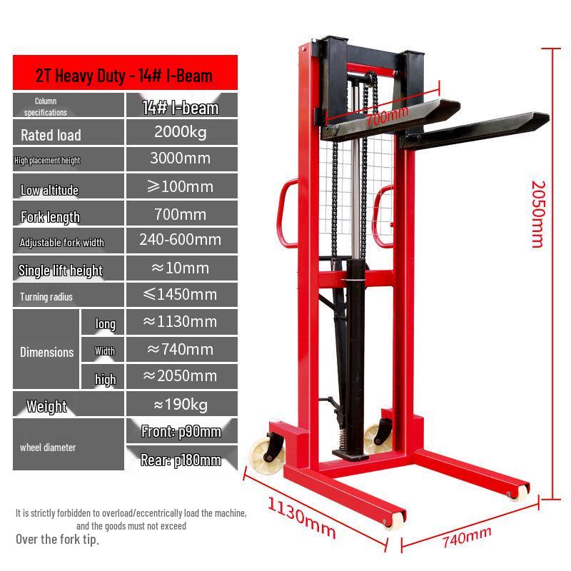 Manual Hydraulic Forklift Stacker: 1, 2, 3 Ton Capacity, Full/Semi-Electric, Hand Push