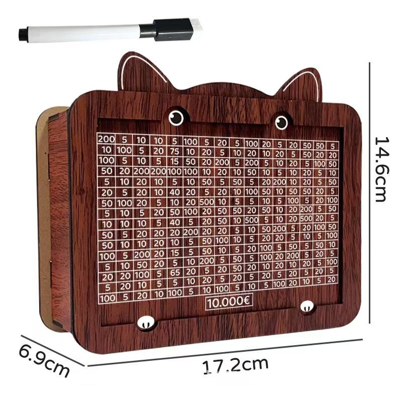 Wooden Euro Money Counter Box 1 Set 1K to 10K Euro Capacity Savings Piggy Bank for Family Budget Management Home Decor