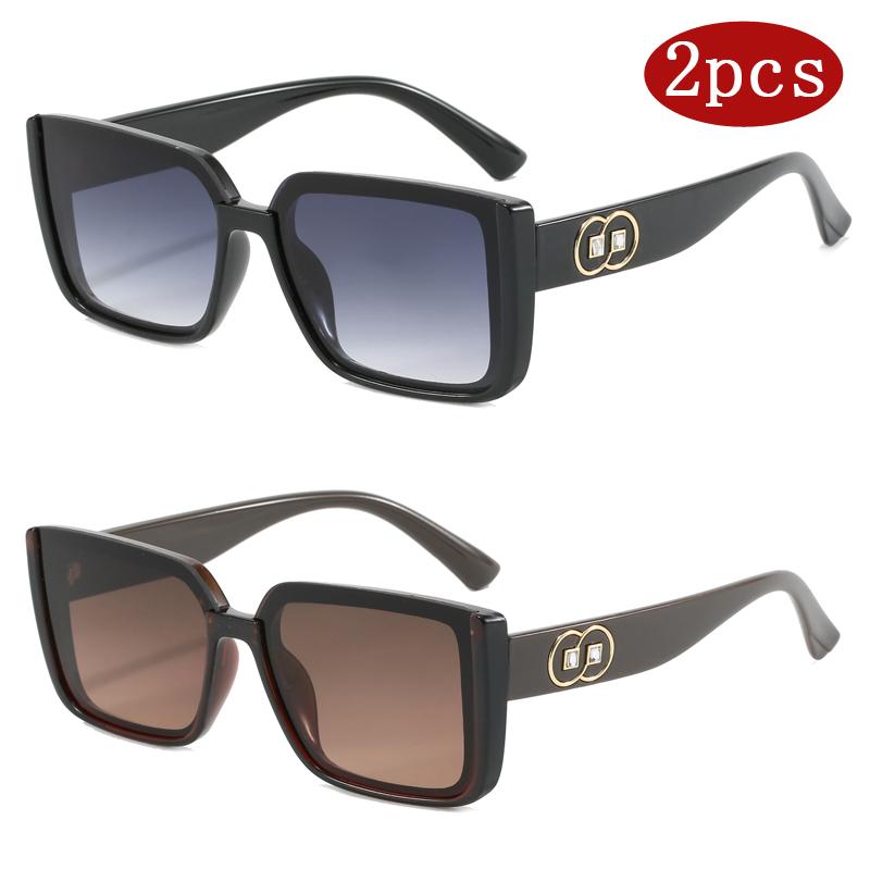 2 шт. Модные квадратные солнцезащитные очки с большой оправой для женщин, европейская и американская мода, очки с защитой от УФ-излучения, очки люксового бренда