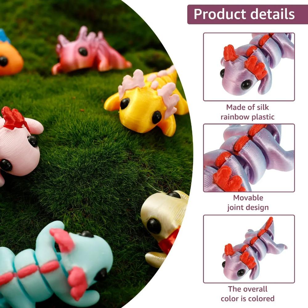 24/48Pcs 3D Printed Simulation Toys Axolotl Figure Flexible Joint Mini Sensory Axolotl Toy Fun 3D Printed Animal Toy Home Decor