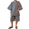 Kimono Gray Gift [Kyoto Yuzen] Jinbei, Stripes, Men's Kimono,