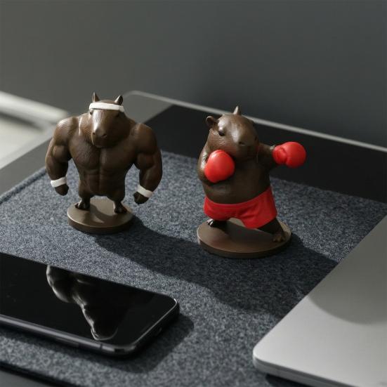 Забавная фигурка капибары, 3D-печатная статуэтка боксирующего/мускулистого животного, Новинка, Коллекционный настольный орнамент для декора полки дома и офиса